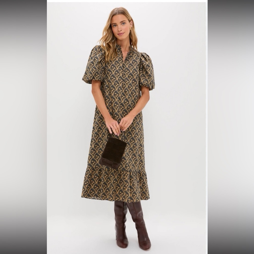 Tuckernuck Elegant Brown Patterned Dress XS